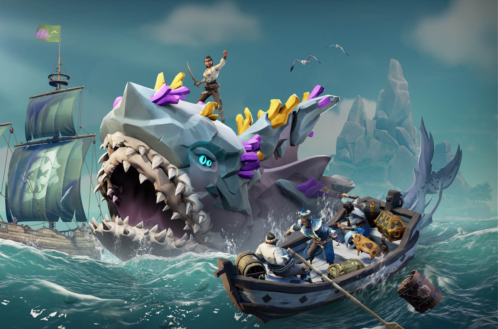 Rare adds two new megalodons to Sea of Thieves, and one is on fire